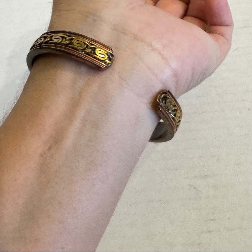 Copper Cuff Bracelet Magnetic Therapy Jewelry Arthritis Pain Relief Energy Peace - Picture 11 of 15